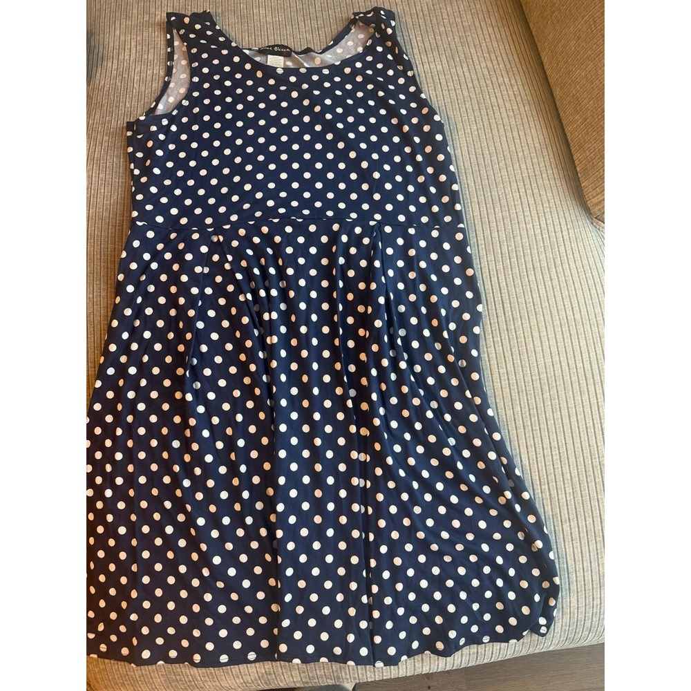 Star Vixen Navy‎ Blue and White Polka Dot Blouse Size 1X
